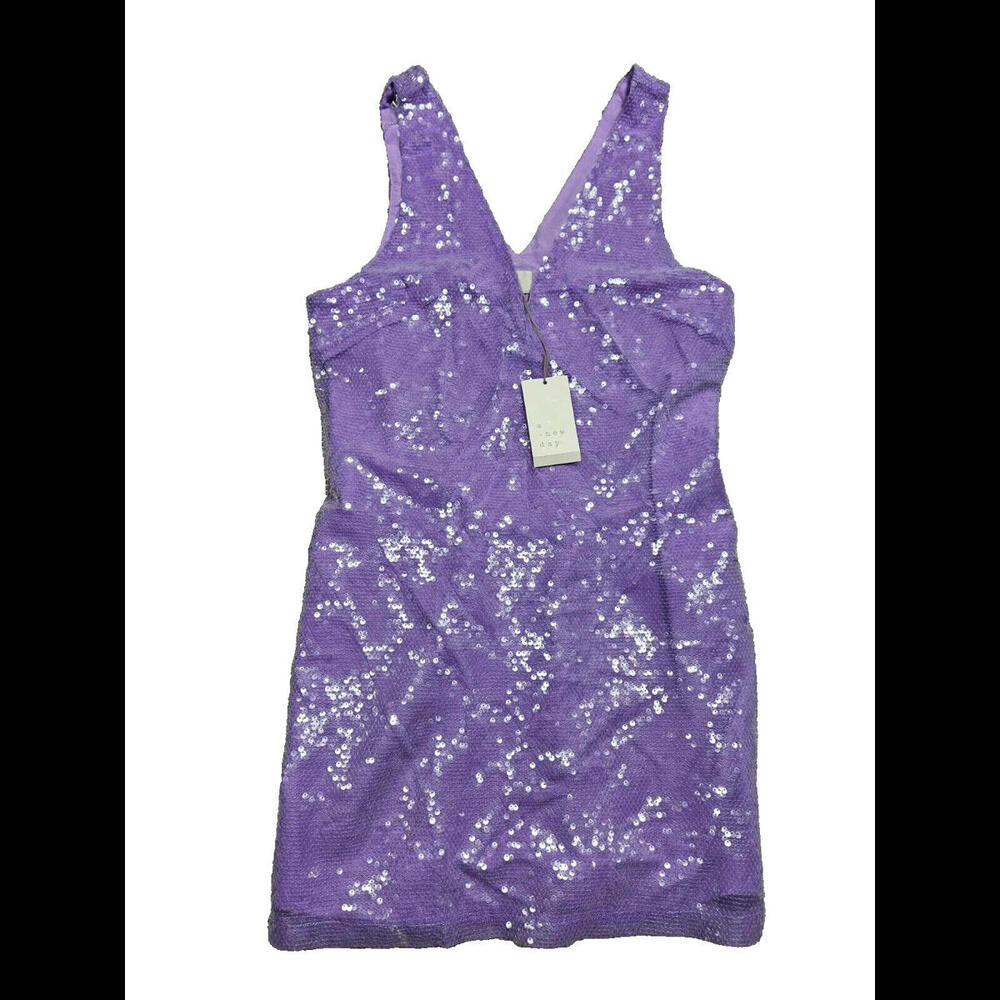 Dress A NEW DAY Purple Sequin Mini A-Line Size Small *NWT* MSRP $35.00